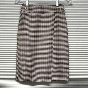 H&M NWT Beige Dogtooth Patterned Knee Length Pencil Skirt Size 0